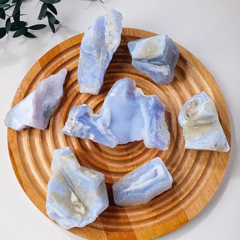 Natural Raw Blue Lace Agate Chalcedony Geode Gemstone Irregular Rough Crystal For Bonsai Fish Tank Flower Pot Decoration