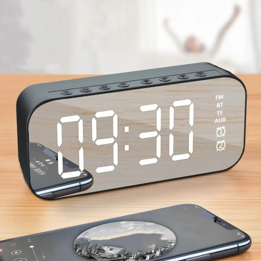 

Large LED Screen LED Mirror Screen Alarm Clock Portable Digital Display Bluetooth Speaker Dual Alarm Smart