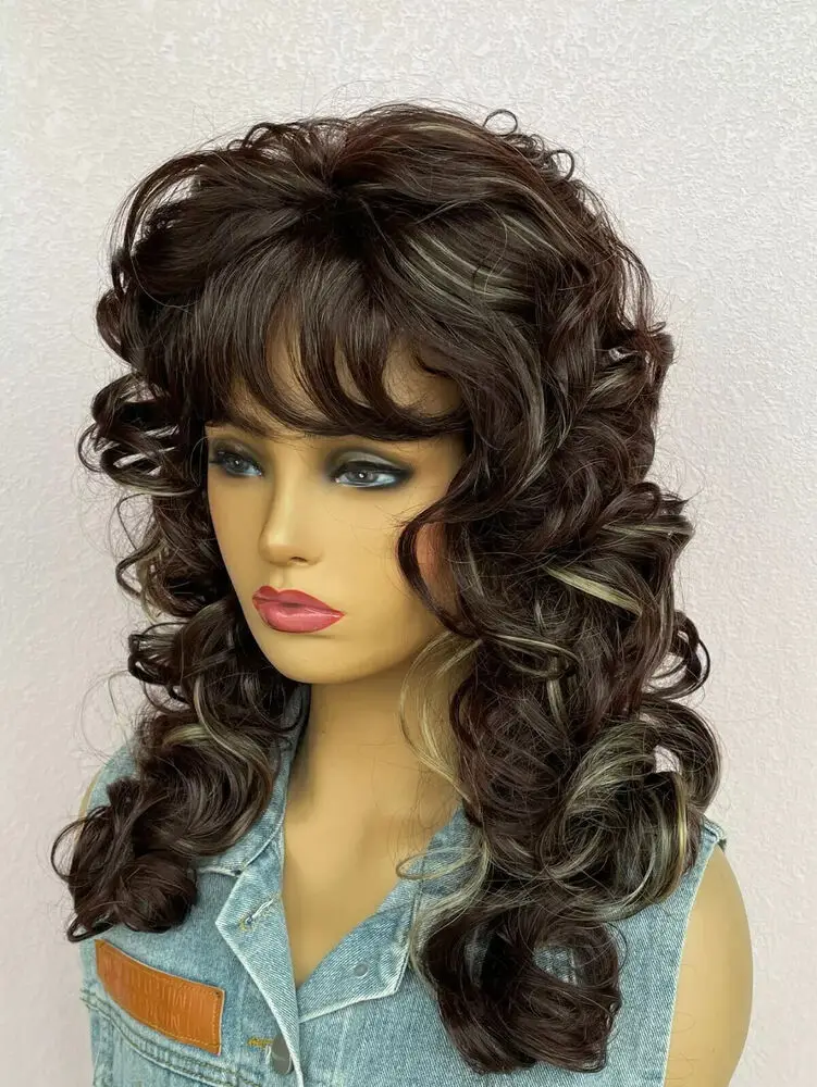 100% Human Hair  Women's Natural Brown Spot Dyed Long Roll Wig