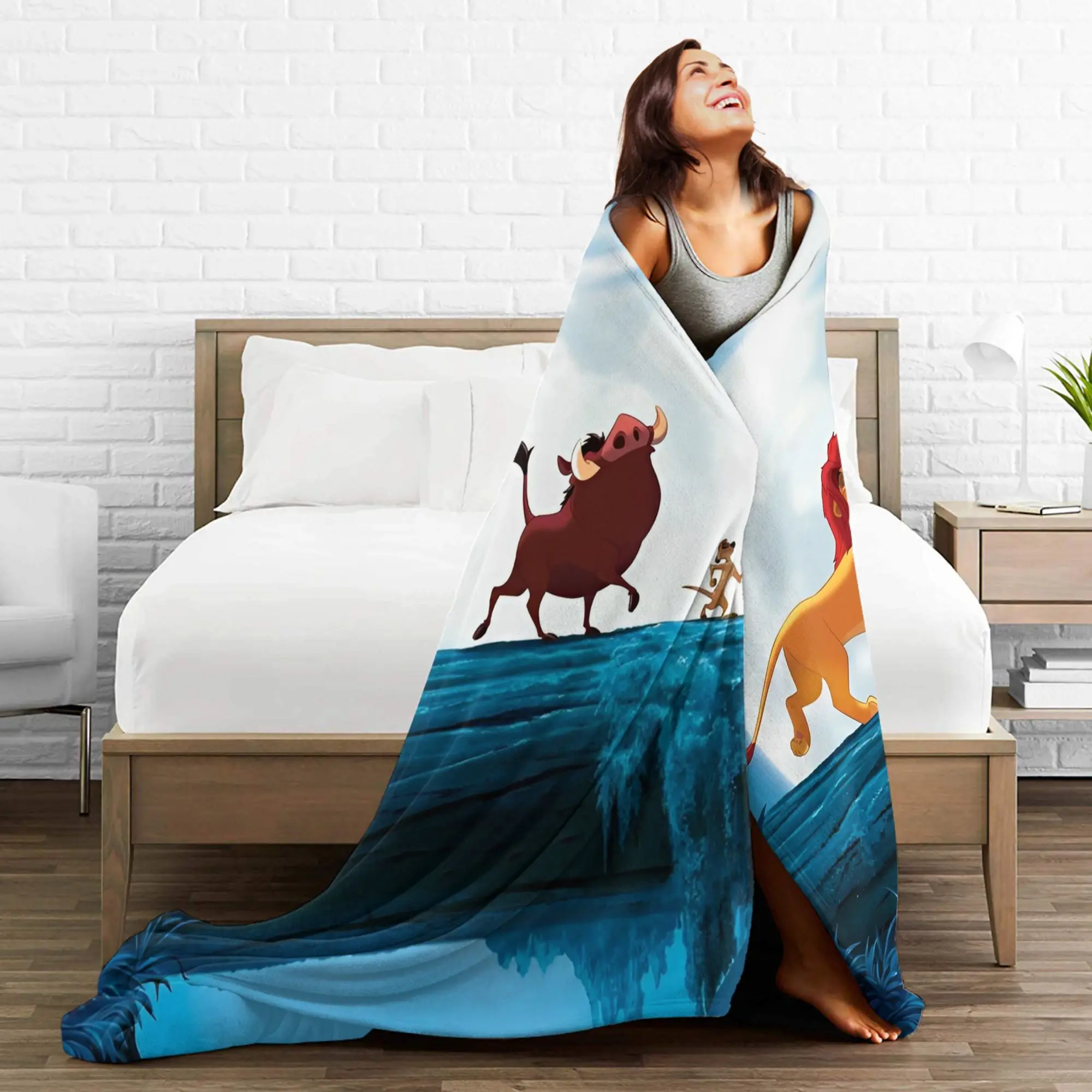 هاكونا ماتاتا- بطانية صوف الأسد الملك مضحك الكرتون موضة رمي بطانية للمنزل 150*125 سنتيمتر لحاف ، #6