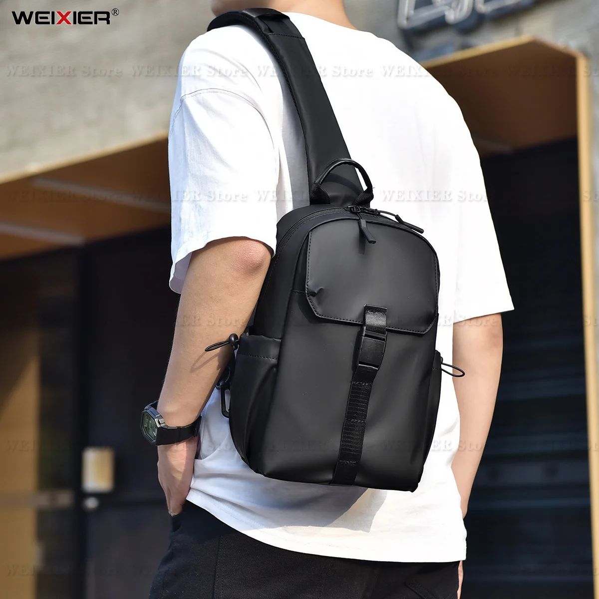 WEIXIER ใหม่ High-End City ผู้ชายอินเทรนด์ Chest Pack Street Casual อเนกประสงค์แพคเกจยี่ห้อ Oxford ผ้ากีฬากลางแจ้งขี่จักรยานกระเป๋า