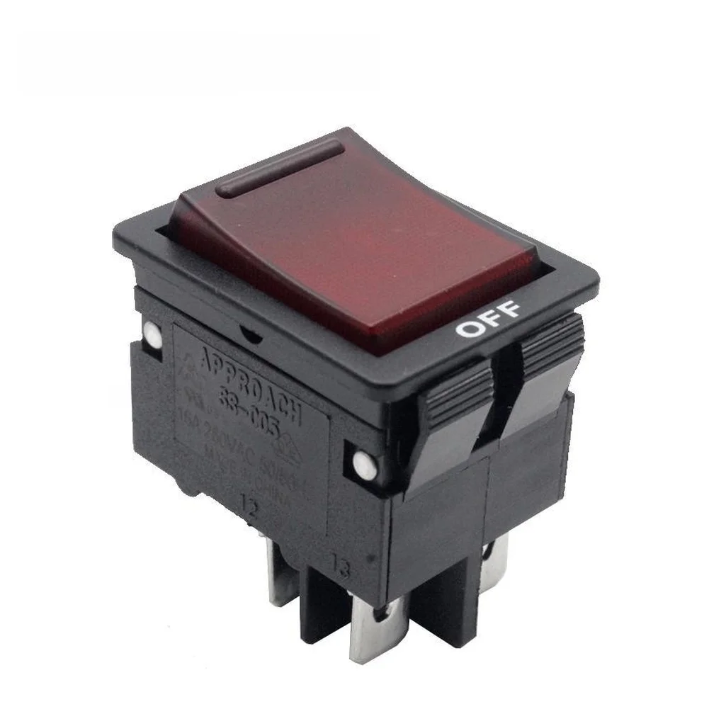 4 Pin 2 Position Dual Pole Circuit Breaker Switch with LED Indicator 2 in 1 Overload Protection Device 5A to 20A Range