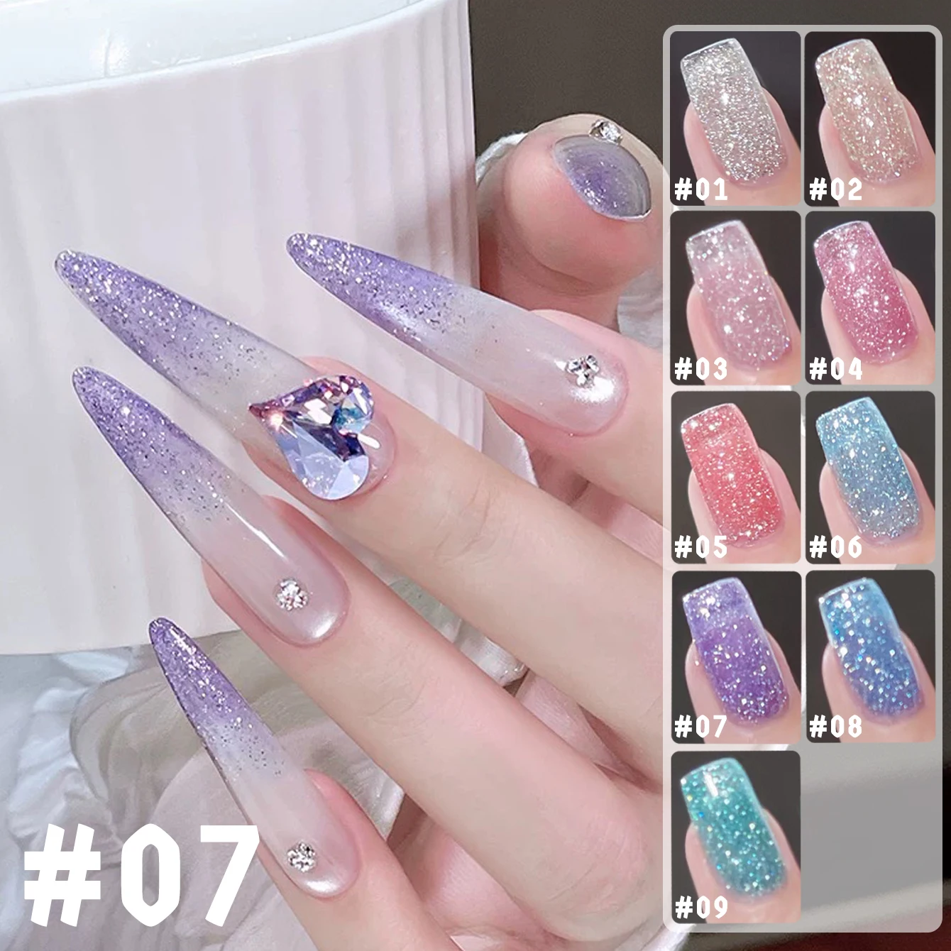 

MIANEL 12ML 2026 Spring and Summer Party Shiny Diamond Gel Nail Polish Platinum Shiny Diamond Gel Nail Polish