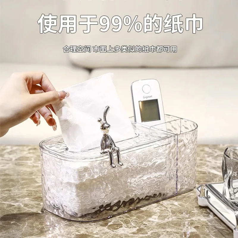 Luxury Living Room Tissue Box Bedroom Creative Simple Paper Box Wall-mounted Storage Box Transparent Paper Box Home Decoration