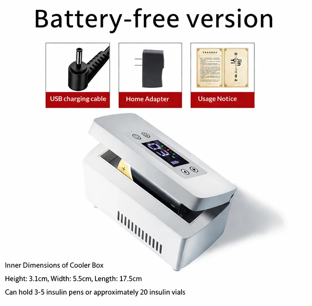 Draagbare Insuline Koelbox 0-18 ° C Mini Koelkast USB Oplaadbare Reistas met LCD Display 10200mAh