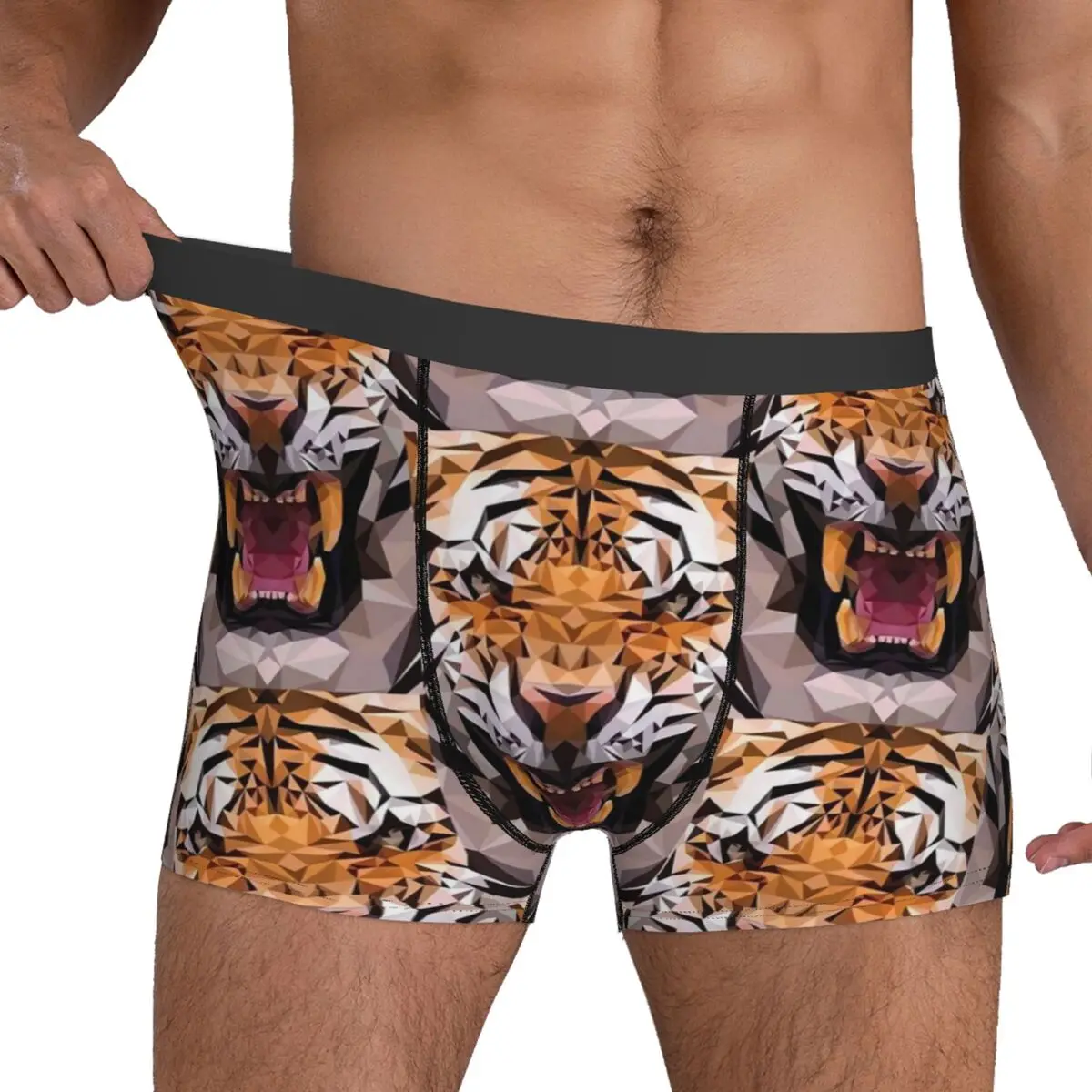 

Angry Tiger Underwear Animal Print Breathable Underpants Sublimation Shorts Briefs Pouch Man Large Size Boxershorts
