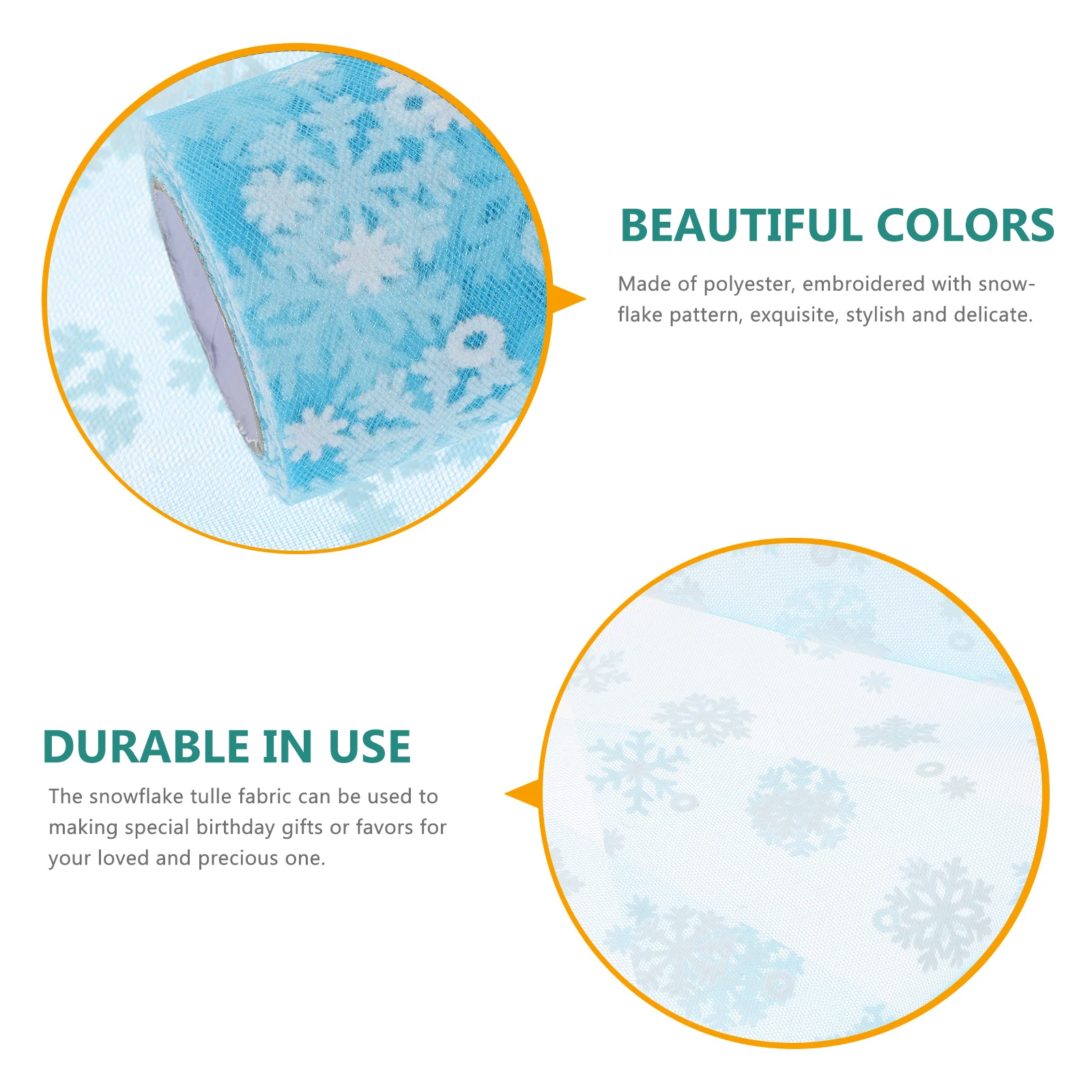 

10yards Christmas Snowflake Tulle Roll Ice Blue Glitter Organza Gauze Ribbon Wedding Gift Decoration