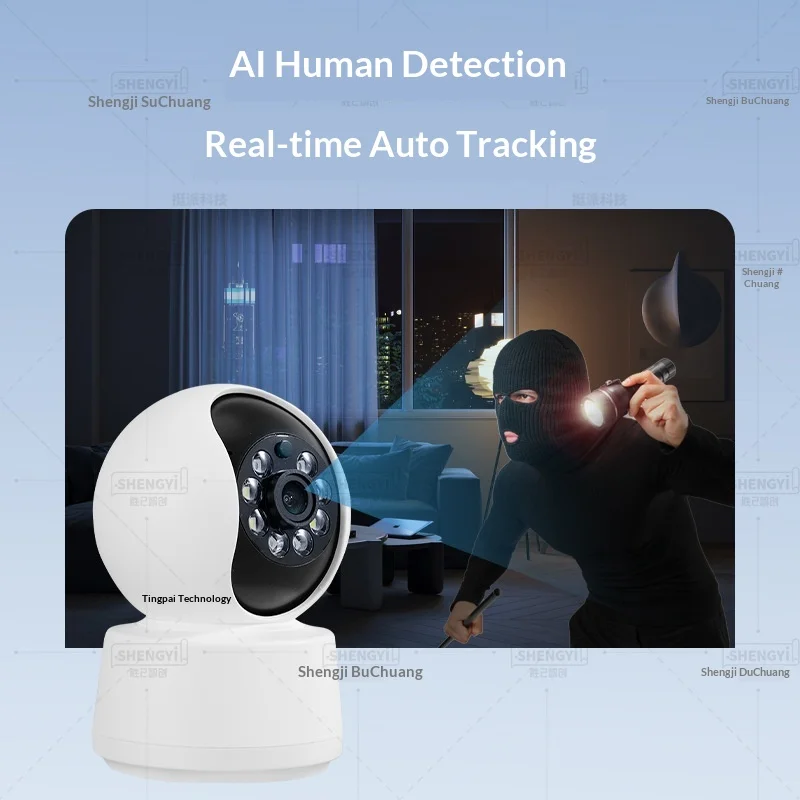 Tingpai Wireless Security Camera 4g Wifi 1080p Full Hd 360 Degree Ai Human Detection Auto Tracking Full Color Night Vision Home