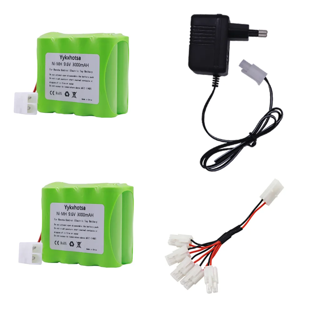 9.6V 3000 mAh NiMH แบตเตอรี่ชุดสำหรับ RC ของเล่นรถถังหุ่นยนต์รถไฟเรือปืน Ni-MH 9.6V Double-Deck NI-MH แบตเตอรี่ X ชุด