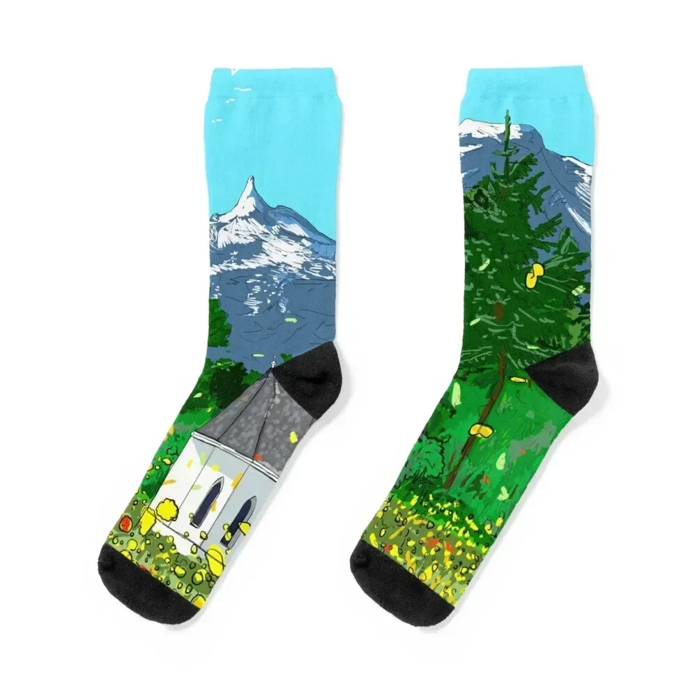 Gnadenwald Innsbruck Austria Landscape Illustration Socks football cute Christmas funny gifts Man Socks Women's