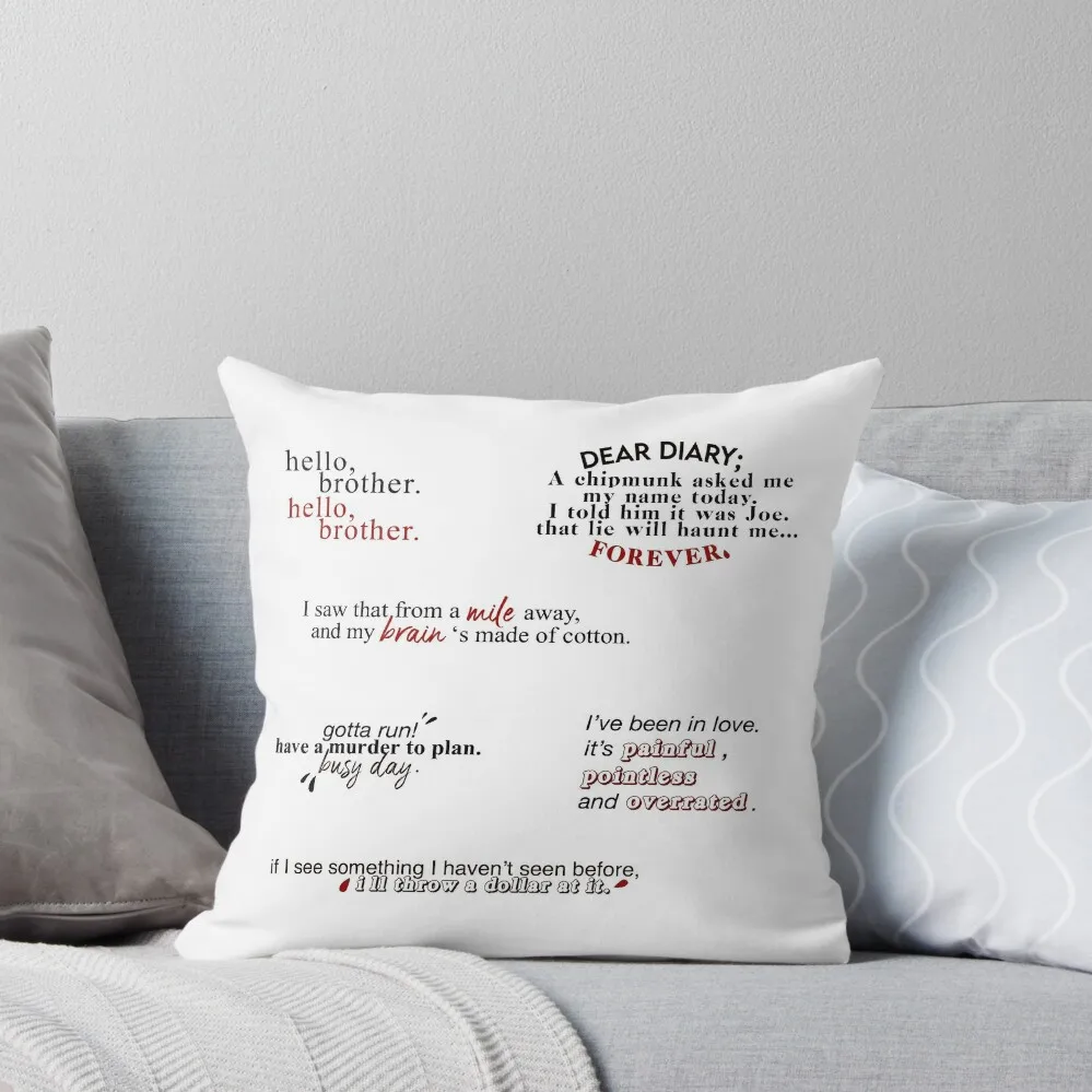 Damon Quotes Sticker Pack (TVD) Throw Pillow Cushions Home Decor pillows decor home Pillow