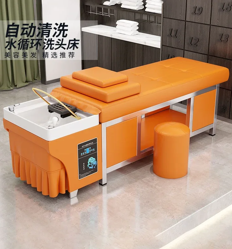 Stainless steel Thai shampoo bed, massage beauty bedside therapy bed, barber shop, hair salon exclusive