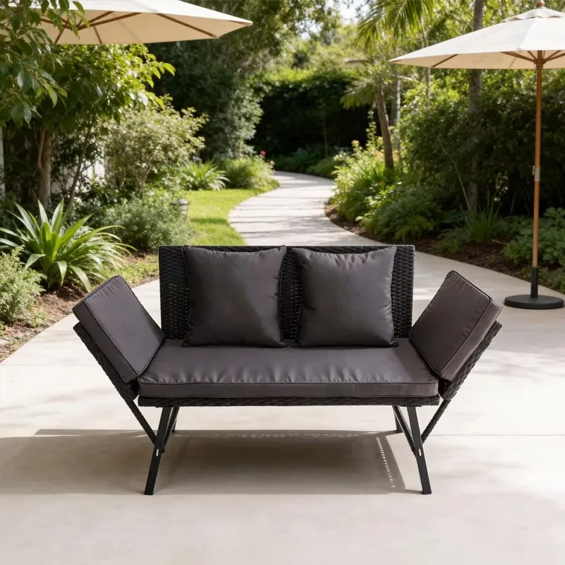 Modern minimalist rattan double chairs are suitable for both outdoor and indoor use, suitable for balconies, courtyards, and te