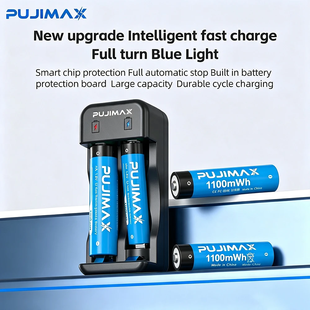 PUJIMAX Rechargeable Lithium Battery AA 4255mWh AAA 1100mWh Batteries High Capacity 1.5V Battery for Mouse Remote Control Toys