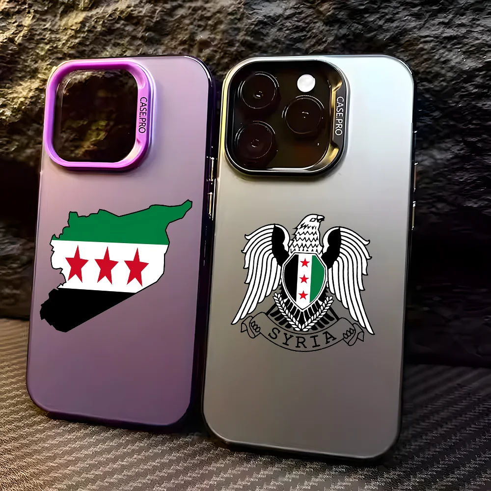 

Flag Of Syria New 2025 Phone Case For IPhone 16 15 14 13 12 11 Pro Max Black Matte Multicolor Laser Metallic Aurora Funda
