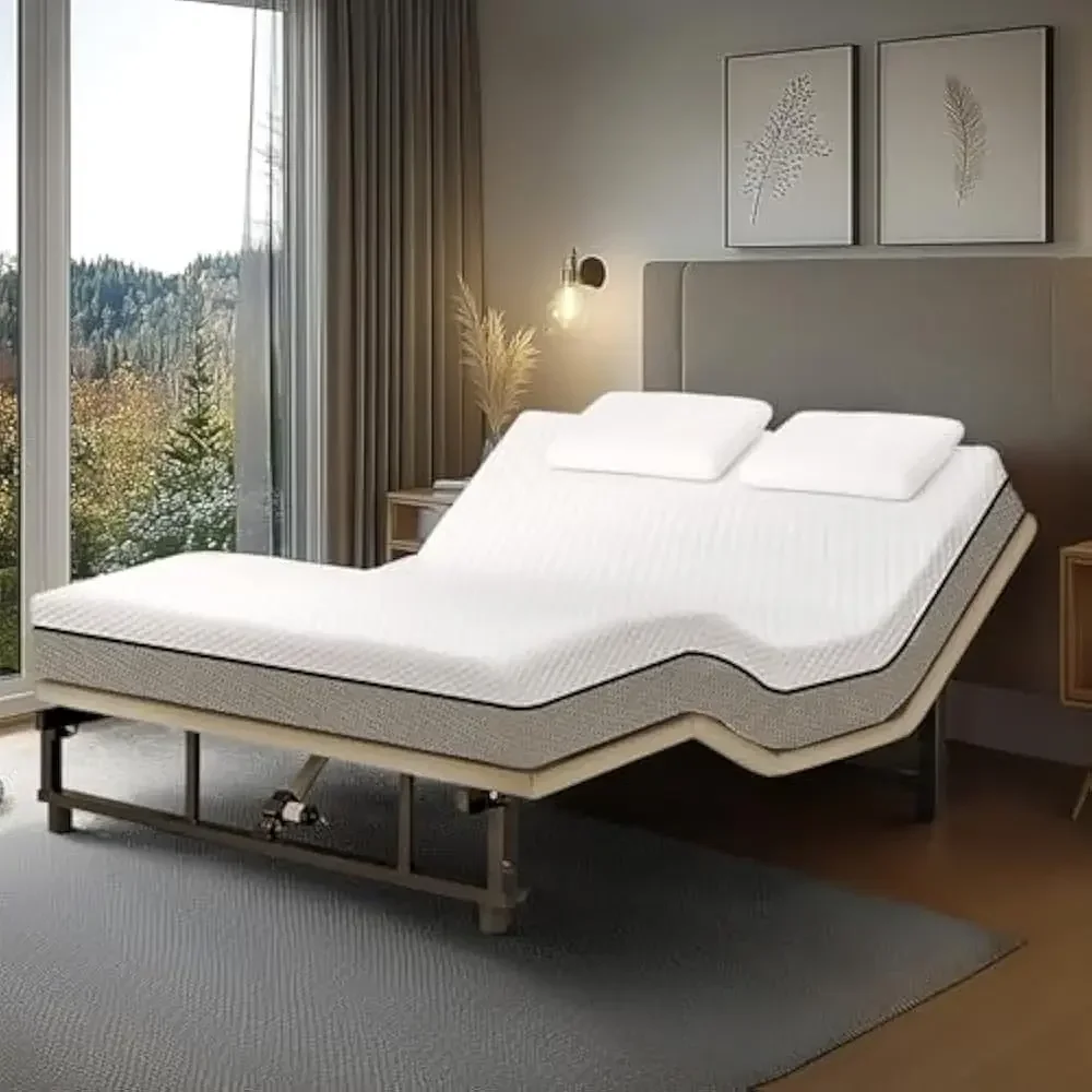 

Queen Size Adjustable Bed Base Frame - Premium Metal, Head & Foot Incline, Wireless Remote, Zero Gravity, Quiet Motor