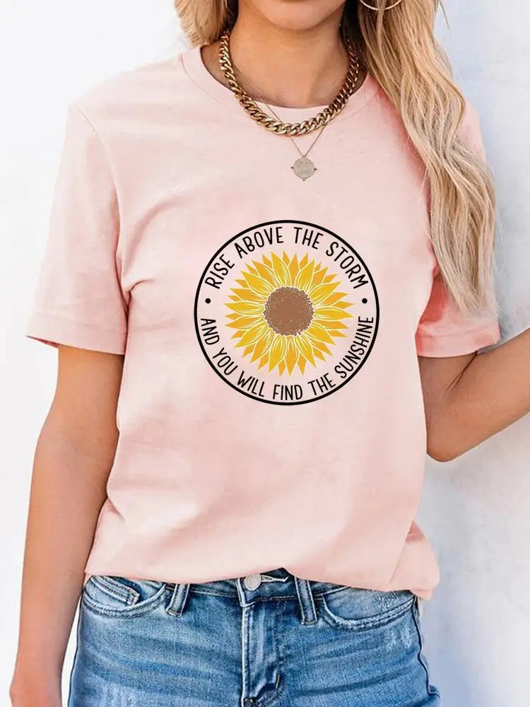 

Flower Letter Style Cute Clothes Fashion Short Sleeve Print T Shirt Clothing Summer Top Basic Women Tee Graphic T-shirts