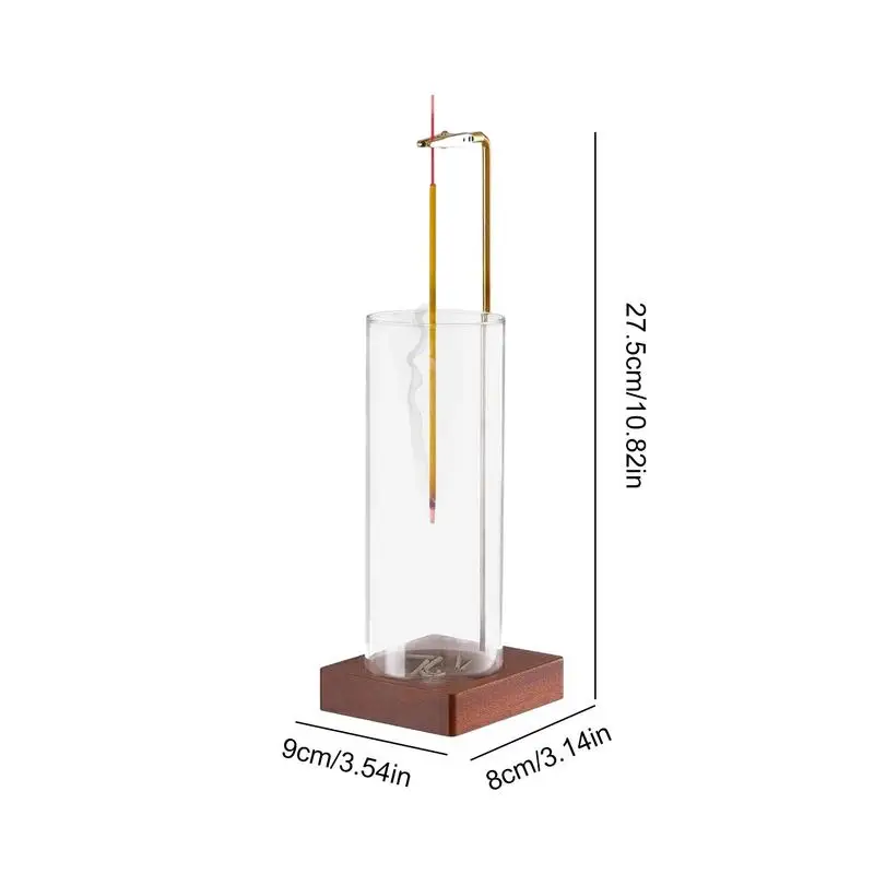 Modern Incense Burner With Glass Ash Catcher, Anti-ash Flying Incense Sticks Holder Wood Base For Home Decor