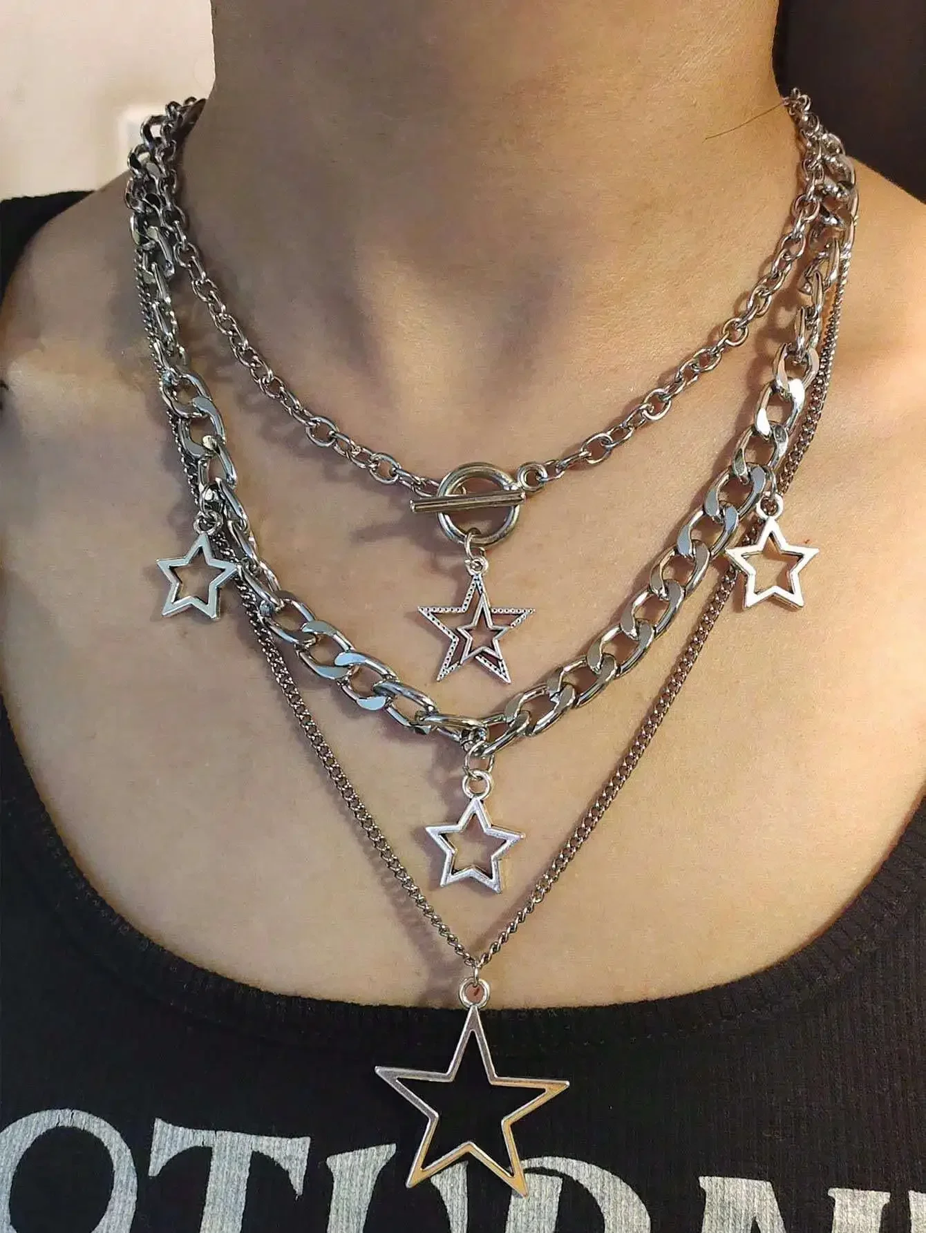 

Goth 3pcs Fashion Zinc Alloy Star Necklace For Women For Daily Decoration