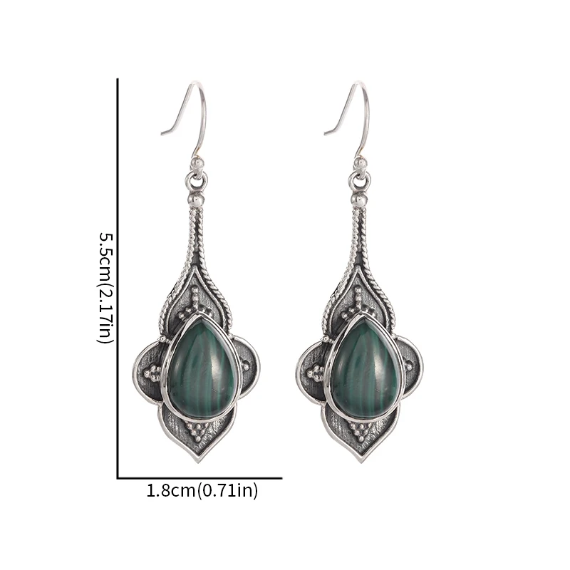 Retro Ladies Elegant Drop Green Imitation Jade Earrings Fashion Hypoallergenic Earrings Daily Banquet Party