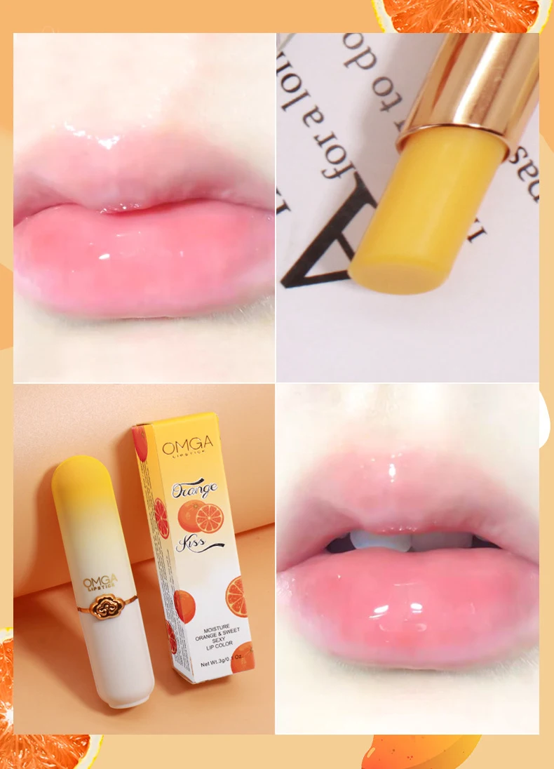 Peach Color Lip Balm Crystal Temperature Change Lipstick Girl Moisturizing LongLasting Lip Gloss Makeup Lip Care Repair Cosmetic