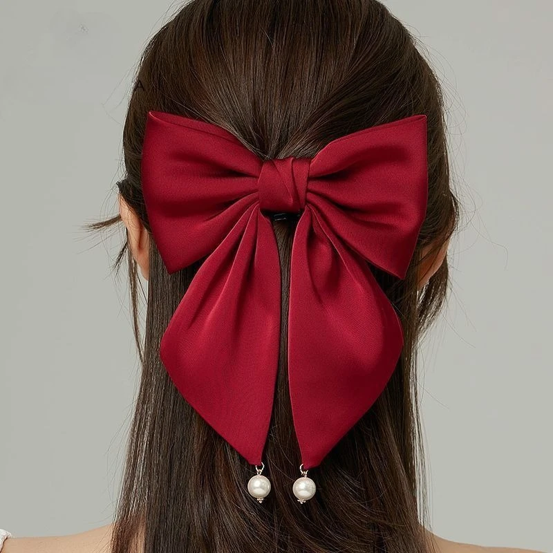

Female Red Black Big Bow Trendy Festivals Hair Clip Summer autumn Hair Accessories for Women ladies New Headwear Headdress