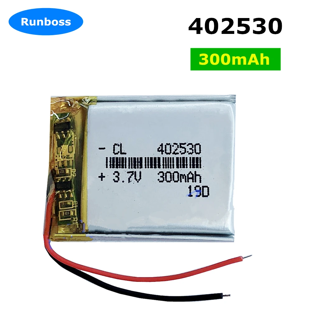 402530 3.7V 300mAh Polymer Li-ion Battery For bluetooth headset Bracelet Wrist Watch pen GPS PSP PDA MP3 MP4 MP5 042530 402429