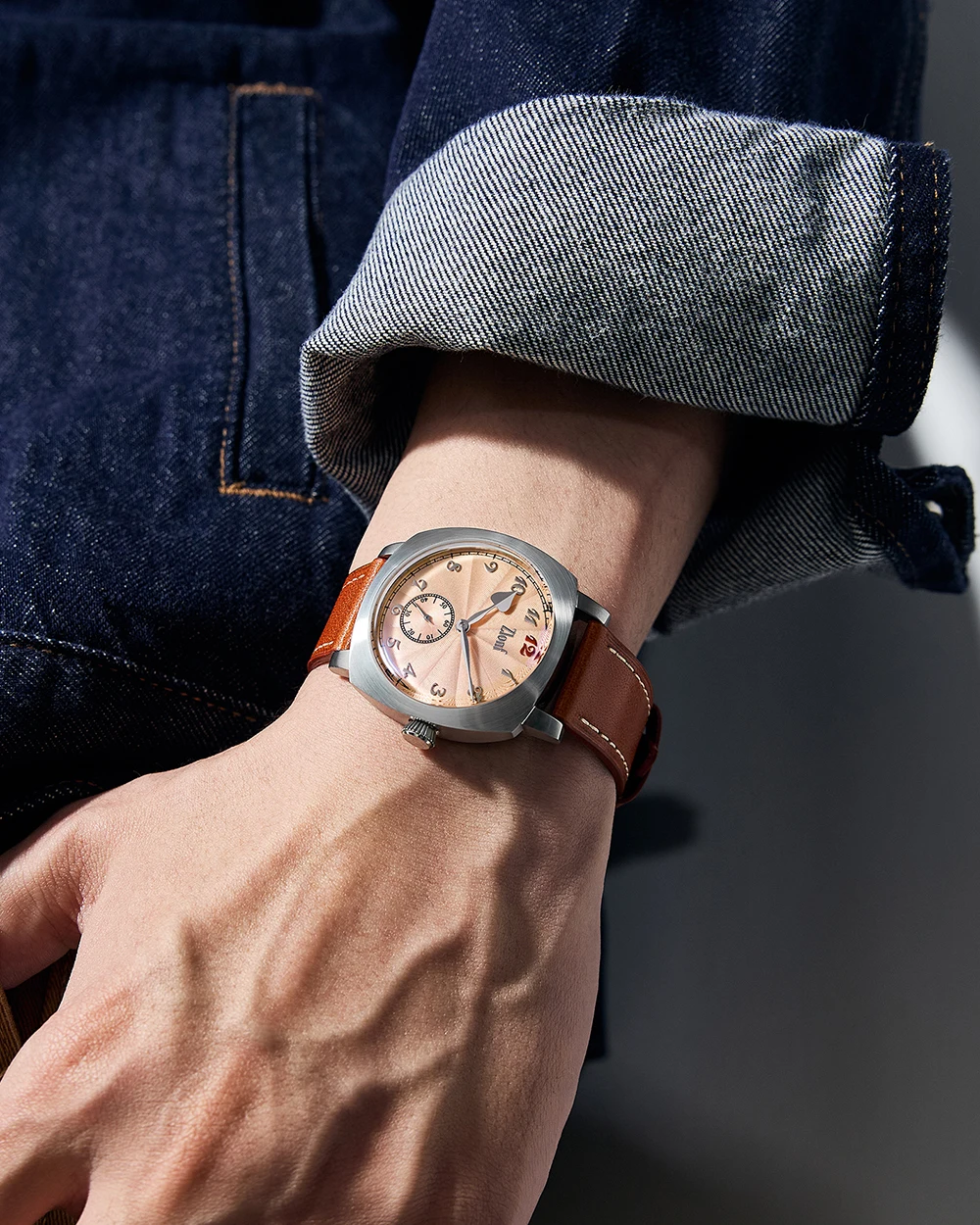 ZLONF Automatisch mechanisch horloge voor heren Vintage zalm wijzerplaat 38 mm lederen band 50 m waterdicht ST1701 Retro dress watch