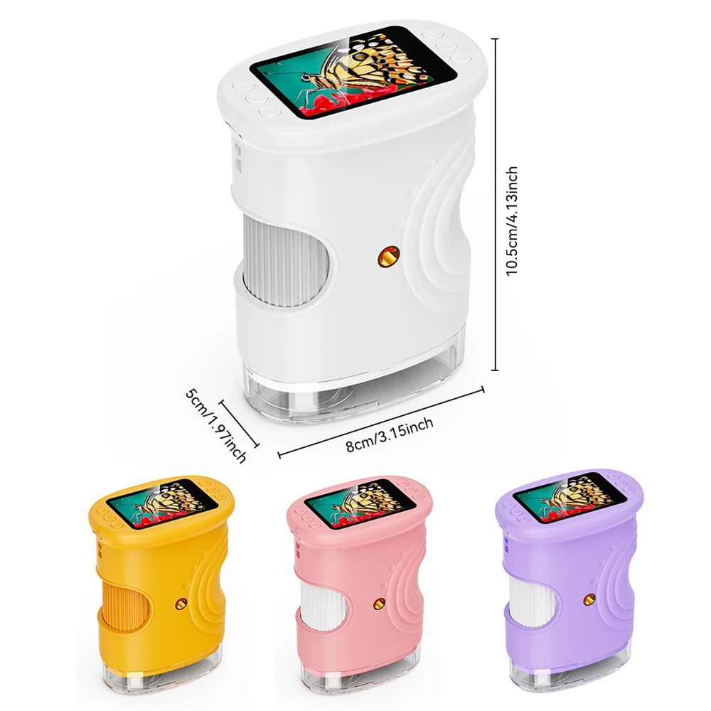 1000X مجهر محمول للأطفال 2.0 "شاشة قابلة للشحن مجاهر رقمية صغيرة الجيب المحمولة ايدو هدية الأطفال الطلاب