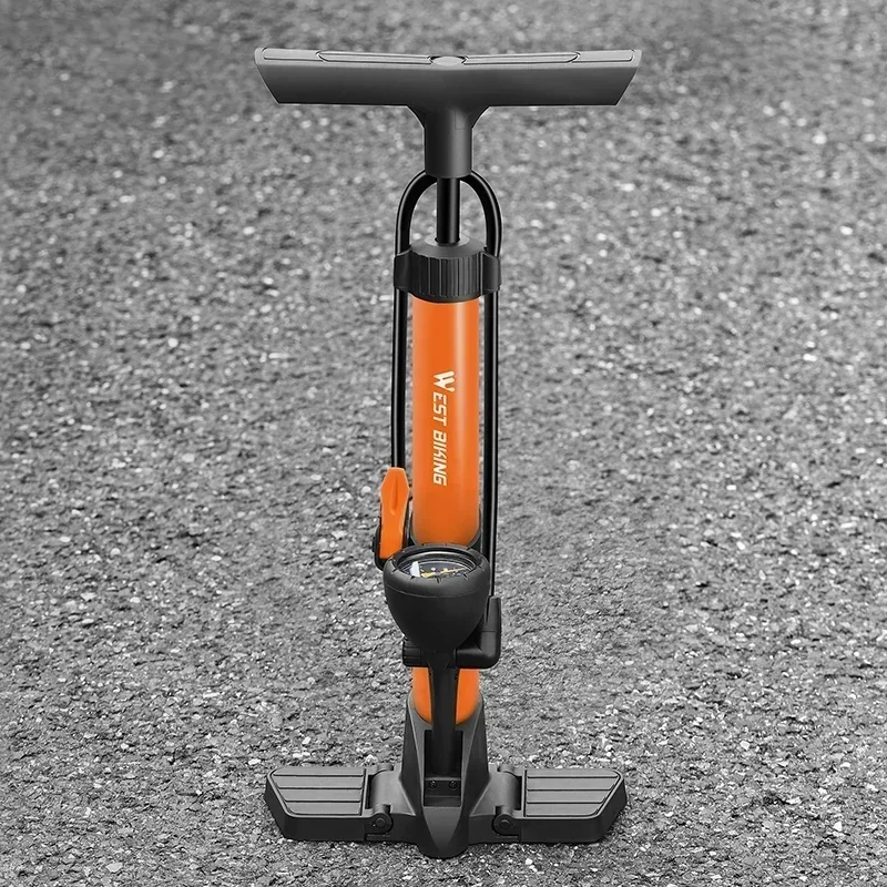 

WEST BIKING 160PSI Bicycle Air Pump High Pressure Gauge Floor Pump Hidden Storage Handle Portable Tire Inflator Extension Hose