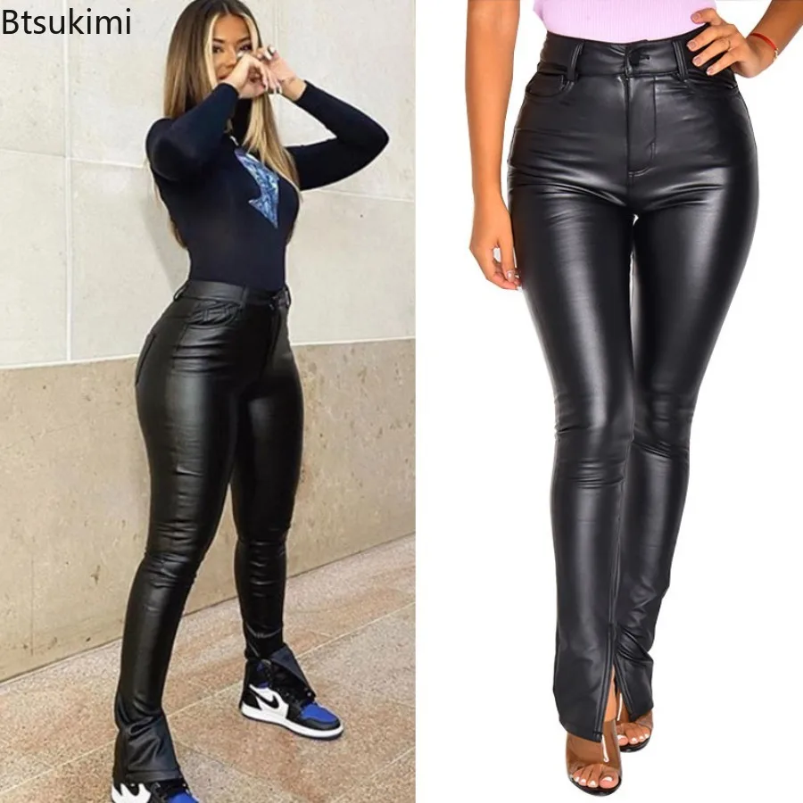 

New Women PU Leather Pants 2025 Spring Autumn Elastic Slim Leggings Casual High Waist Pencil Pants Female Sexy Skinny Trousers