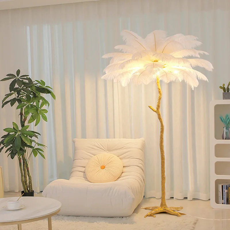 nordic ostrich feather led floor lamp resina sala decoracao iluminacao interior bedroom bedside lamp 01