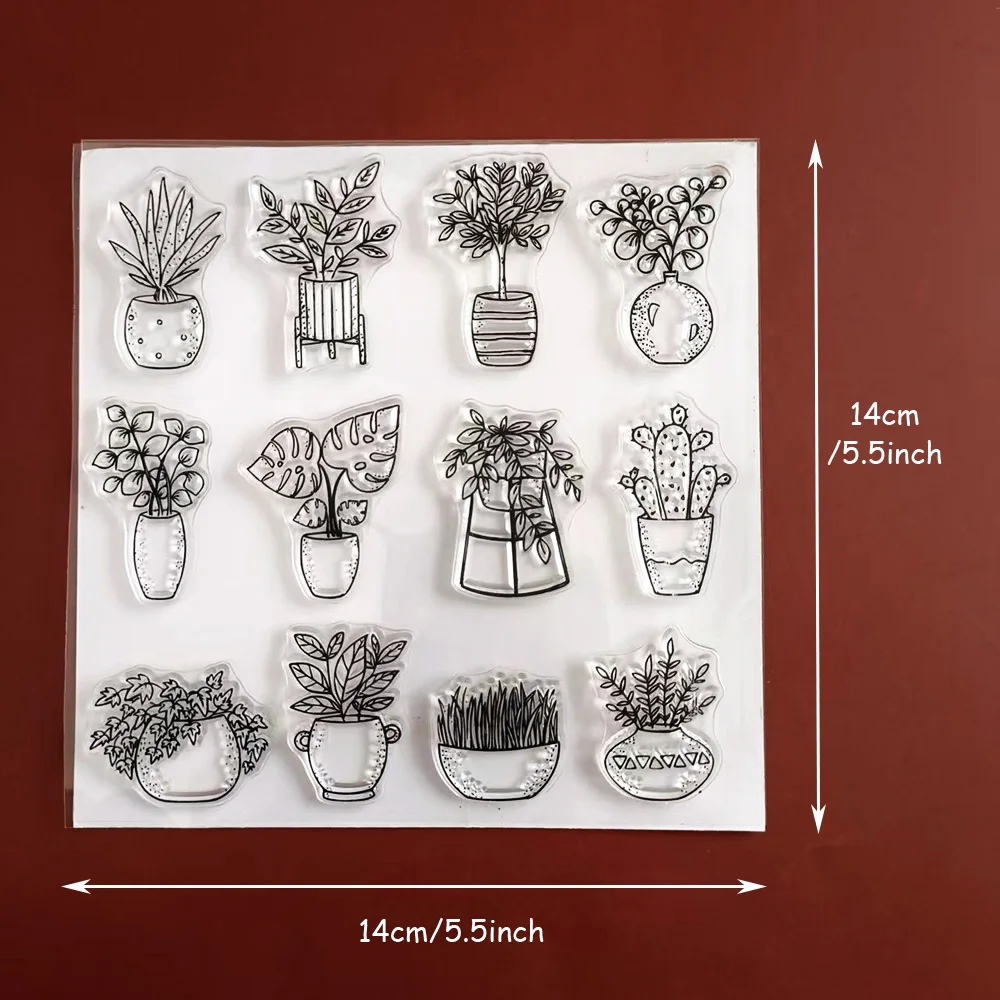 

Flowers/Bonsai Elements Clear Stamps Seals for DIY Scrapbooking, Card Making and Album Decoration Crafts