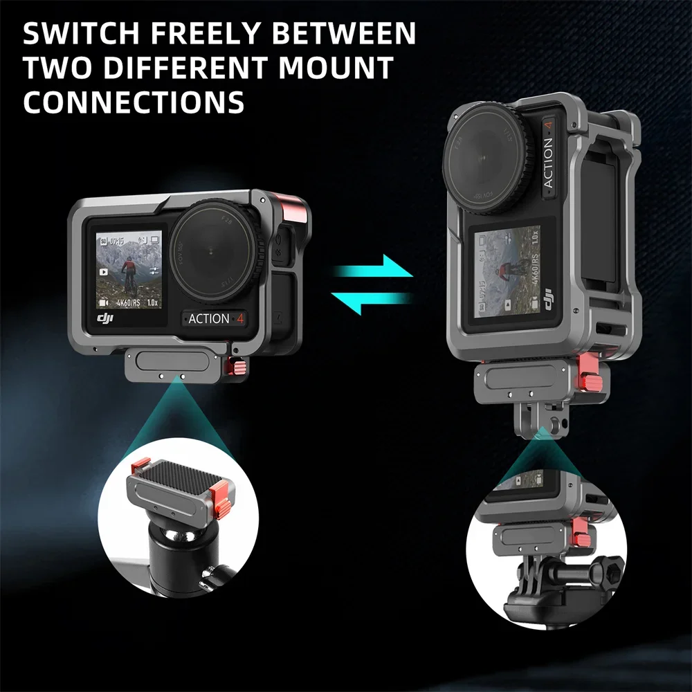 クイックリリースアルミニウムカメラマウント,ネジ付き三脚スタンド,dji osmo action 4/3, 4 "に適しています