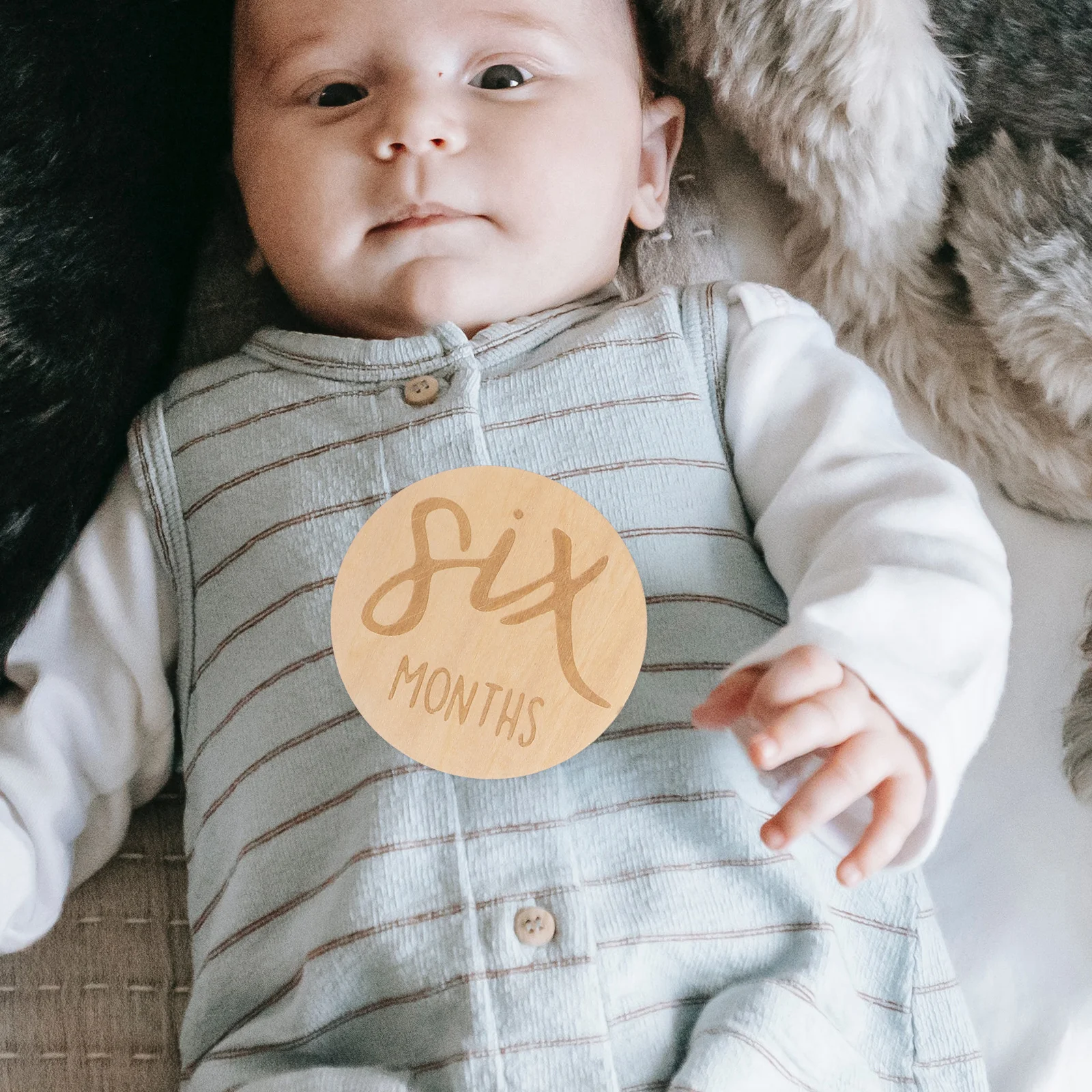 

6 Pcs Baby Growth Month Card Monthly Milestone Discs Marking Signs Record for Wooden Girl
