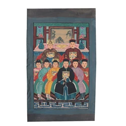 Hand Painted Ancestor Painting on Canvas Fabric, Chinese Portrait Painting