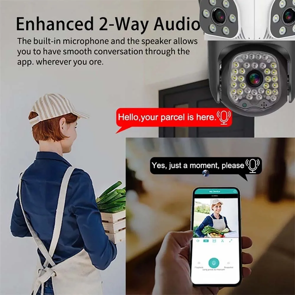 Zewnętrzna kamera WiFi 15 MP, trzy obiektywy, bezprzewodowa kamera bezpieczeństwa PTZ, automatyczne śledzenie, inteligentna ochrona bezpieczeństwa w