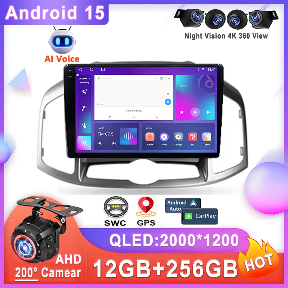

Android 15 для Chevrolet Captiva 1 2011-2016 Автомобильная стереосистема без 2din DVD 5G Навигация GPS Сенсорный экран Головное устройство Auto Carplay 2K