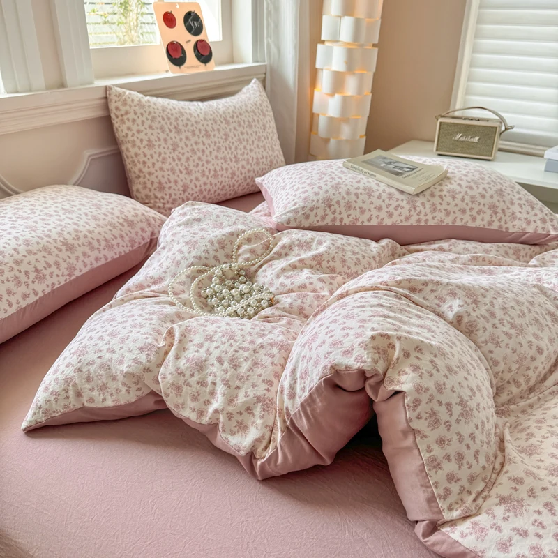 

Комплект постельного белья с цветочным узором в стиле принцессы: пододеяльник, наволочки, простыня (без наполнителя), размеры Twin, Queen, Full. Декор для дома.