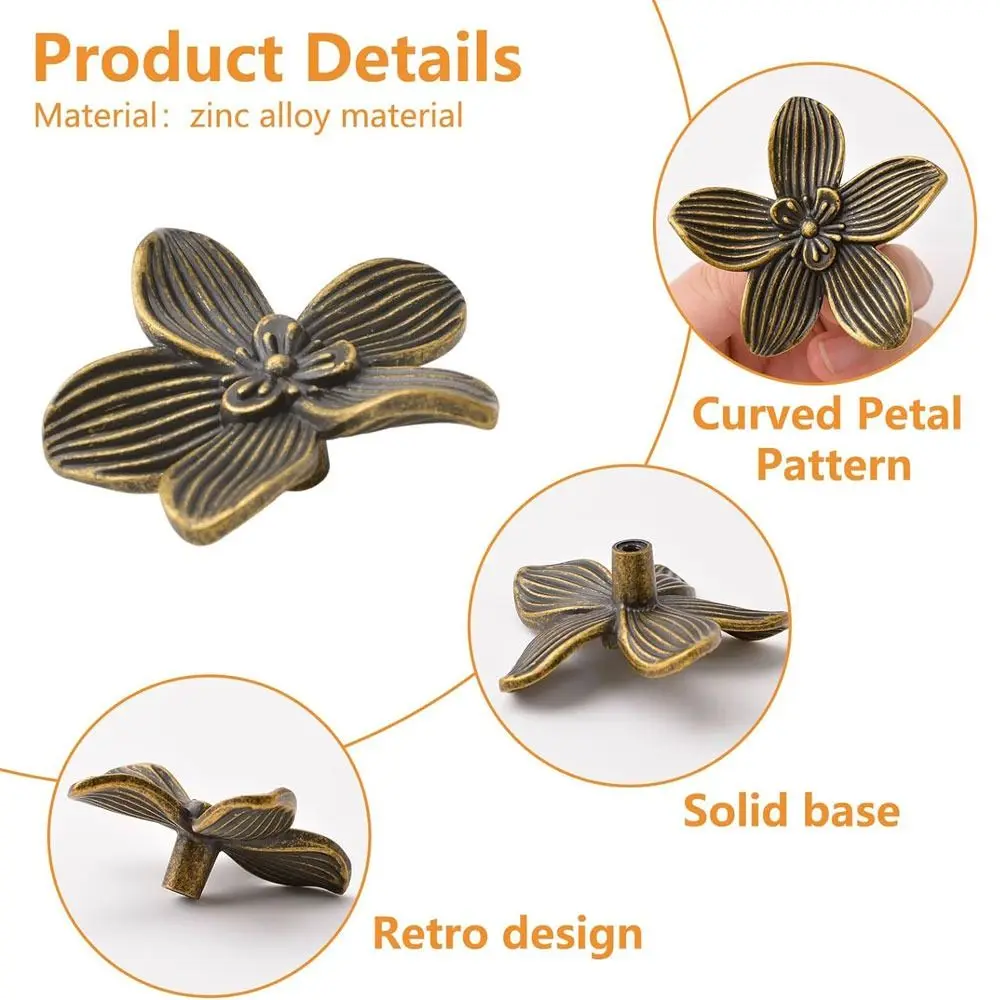 Replacement Zinc Alloy Drawer Knob Gold Finish Bronze Finish Drawer Handle Creative Petal Design Cabinet Handle Wardrobe Door