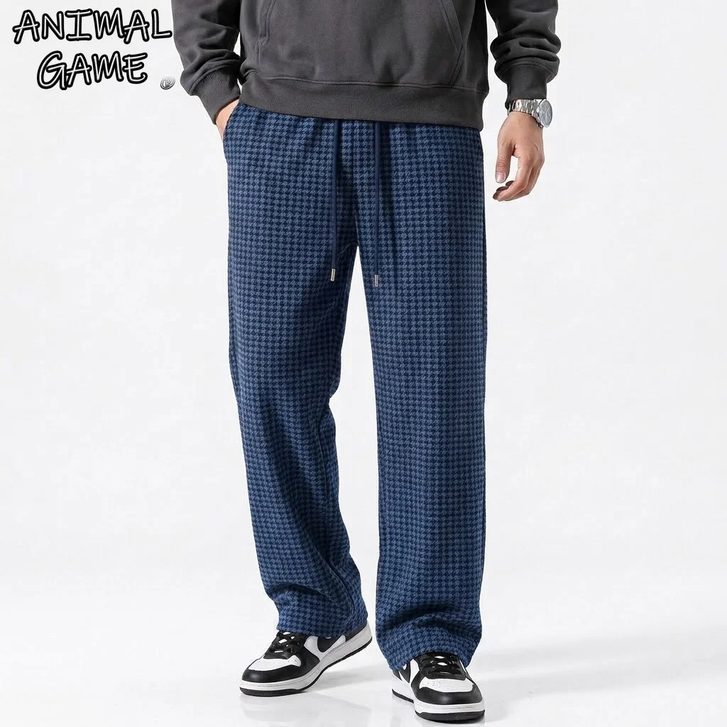New Mens Casual Trousers Loose Fit Drawstring Straight Leg Pants Hip Hop Streetwear Jogging Athletic Sweatpants Men Sweatpants
