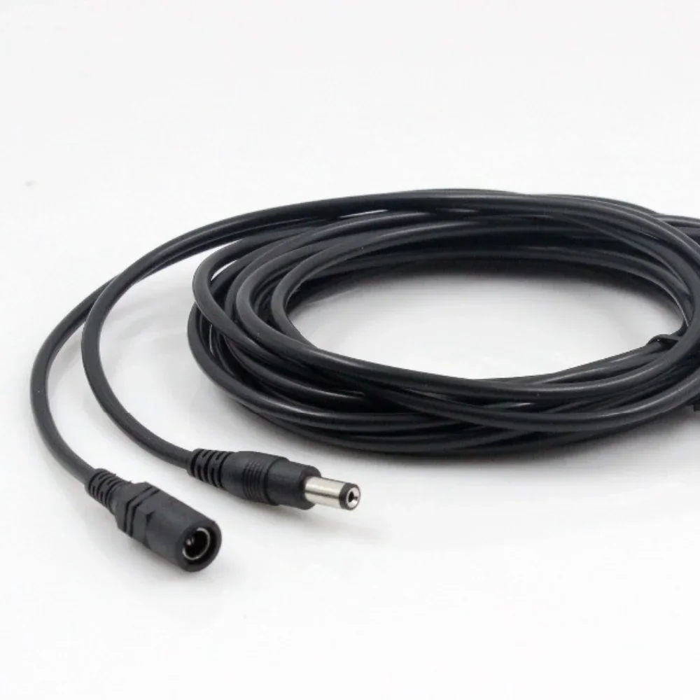DC12V power extension cable connector, suitable for closed-circuit television surveillance cameras, black 16.5 feet, 0.5-10M lon