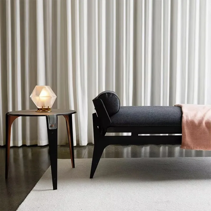 M  modern simple black gold blade coffee table stainless steel saddle leather sofa bedroom side table