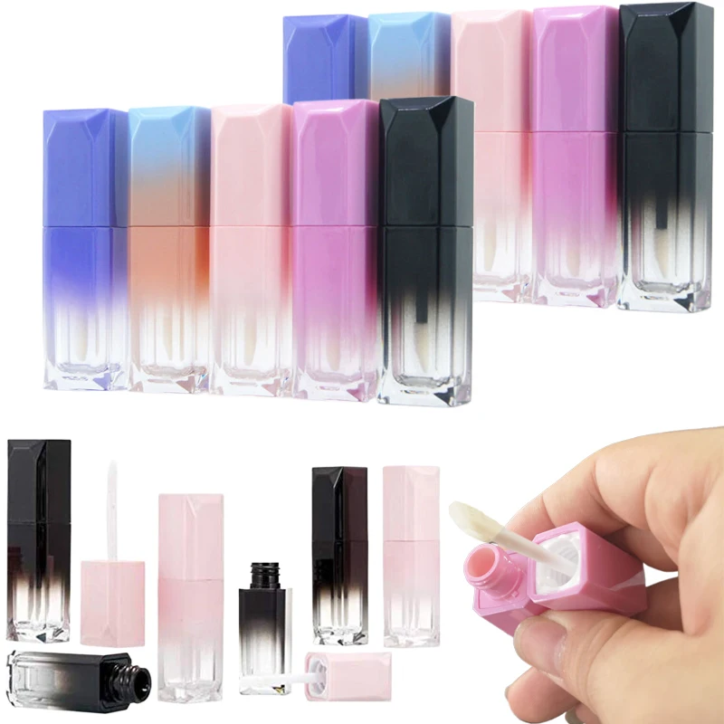 50 Stuks 5G/5Ml Draagbare Gradiënt Kleur Lipgloss Buizen Flessen Diy Hervulbare Lege Lippenbalsem Lippenstift Cosmetica Containers