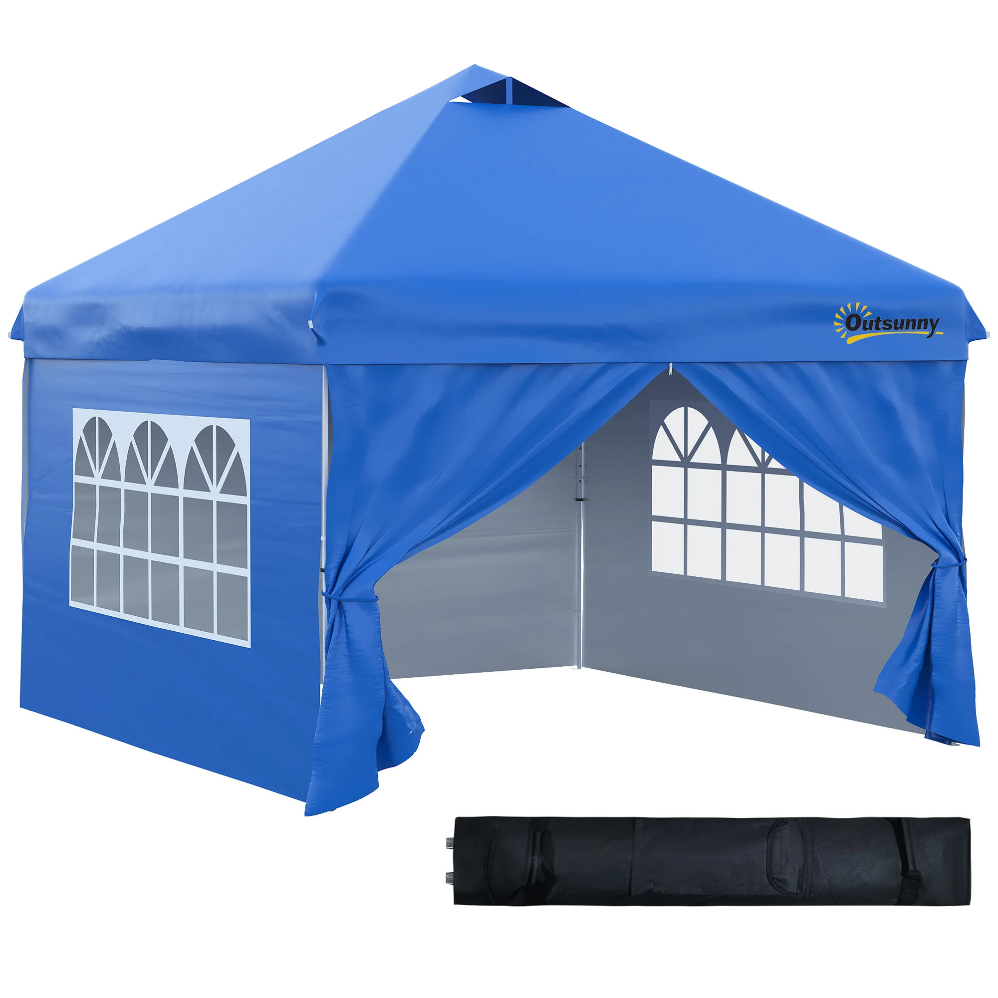 Outsunny detachable tent 3x3 m height adjustable 3 levels Arbor with 4 removable walls 2 Windows 4 sandbags