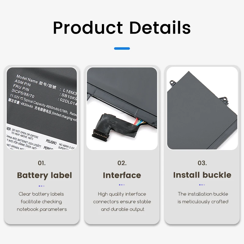 Bateria für lenovo thinkpad, l18m3pd1, l18c3pd2, t14s, t490s, série t495s, l18c3pd1, l18l3pd1, l18m3pd1, l18m3pd2, 02 dl013