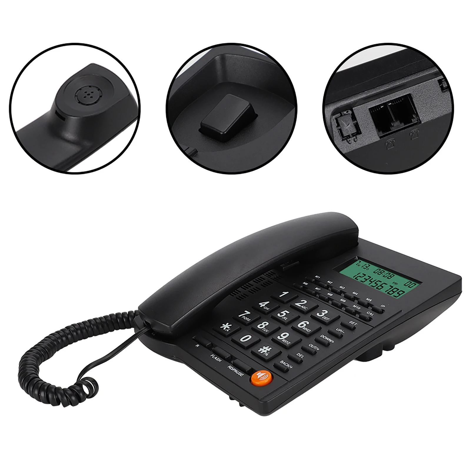 Desk Caller ID Telephone L019 3 English Trade Call Desk Display Caller ID Telephone for Home Hotel Restaurant Black