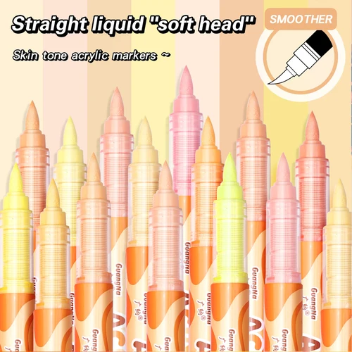 Imagen 2 del producto GuangNa - Rotuladores de pintura acrílica de 12/24/48/72 colores, pincel suave para pintar grafitis, regalo para niños