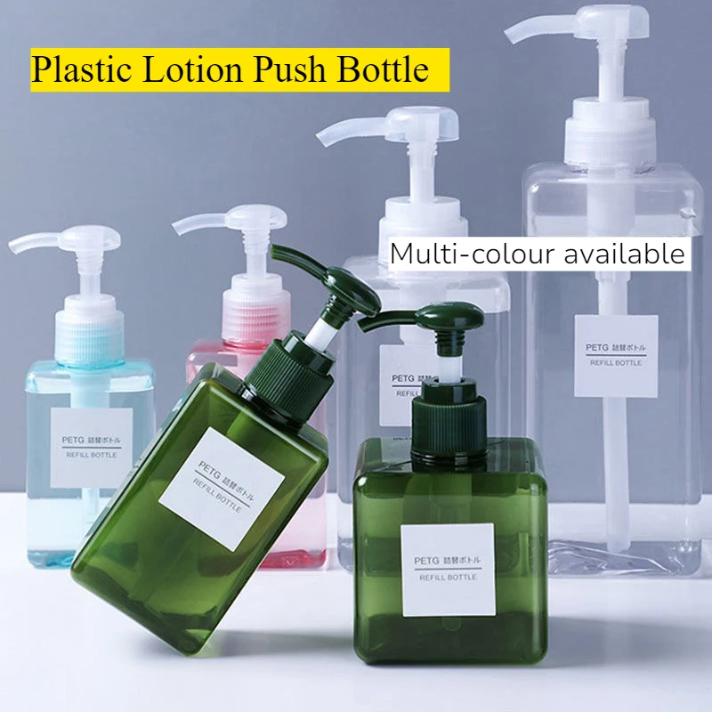 100ml-600ml Multi-Color Plastic Square Pump Lotion Bottle Refillable Cosmetic Container Dispenser for Skincare Travel-Friendly