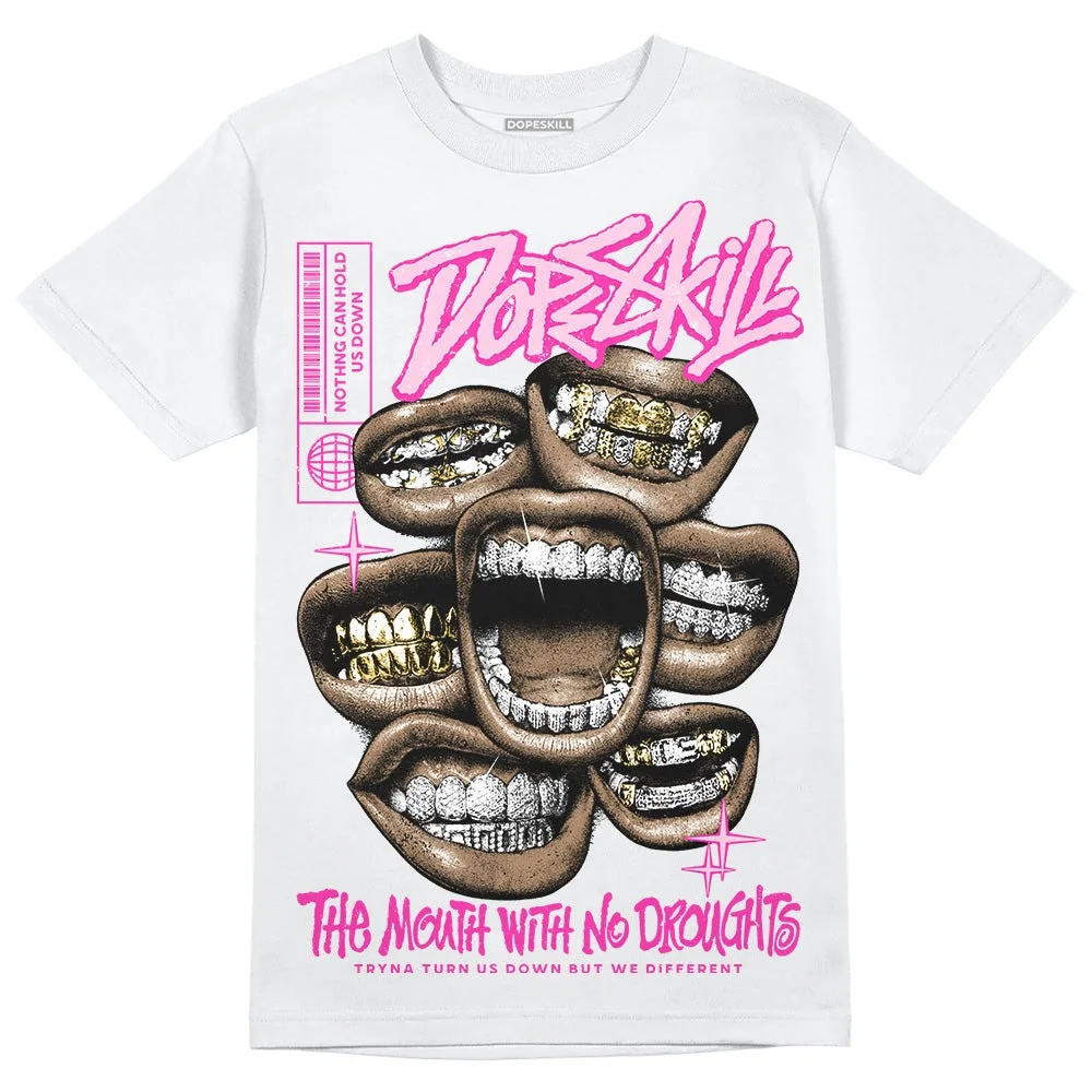 Women Pink Collection DopeSkill T-Shirt The Mouth with No Droughts Graphic Crew Neck Printed 100% Cotton Y2K American Street Top